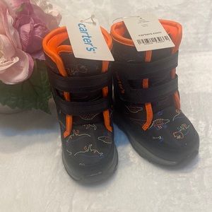 CARTER’S Navy Style-Grady NWT Light Up Dinosaur Print Boots Size 4